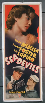 SEA DEVILS (1937) 26826  Movie Poster (14x36)  Linen-Backed  Ida Lupino  Victor McLaglen  Preston Foster  Donald Woods  Benjamin Stoloff RKO Original U.S. Insert Poster (14x36)  Linen-Backed  Fine Condition