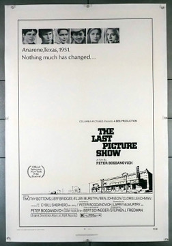 LAST PICTURE SHOW, THE (1971) 2043 Movie Poster  Linen-Backed  Jeff Bridges  Cybill Shepherd  Cloris Leachman  Timothy Bottoms  Ellen Burstyn  Ben Johnson  Peter Bogdanovich Original U.S. One-Sheet Poster  Linen-Backed  Very Fine Condition