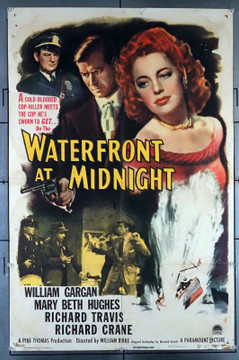 WATERFRONT AT MIDNIGHT (1948) 18666 Movie Poster (27x41) William Gargan  Mary Beth Hughes  William Berke	 Original U.S. One-Sheet Poster (27x41) Folded  Fair Condition