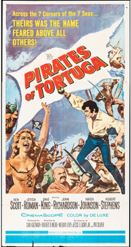 PIRATES OF TORTUGA (1961) 17611 Movie Poster (27x41) Folded  Ken Scott  John Richardson  Leticia Roman  Rafer Johnson  Robert Stephens  Maxwell Reed  Robert Webb Original U.S. Three-Sheet Poster  Folded  Fine Plus to Very Fine Condition