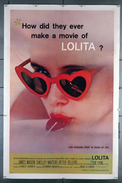 LOLITA (1962) 26104 Movie Poster (27x41)  Linen-Backed  James Mason  Sue Lyon  Shelley Winters  Peter Sellers  Stanley Kubrick Original U.S. One-Sheet Poster  (27x41)  Linen-Backed   Fine Plus Condition