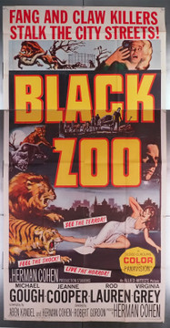 BLACK ZOO (1963) 6484 Movie Poster (41x81) Michael Gough   Jeanne Cooper  Virginia Grey  Rod Lauren  Robert Gordon Original U.S. Three-Sheet Poster (41x81)  Fine Condition  Theater-Used