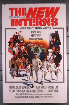 NEW INTERNS, THE (1964) 11402 Movie Poster (27x41) George Segal Barbara Eden  Stefanie Powers  Dean Jones  Inger Stevens   John Rich Original U.S. One-Sheet Poster (27x41) Folded  Very Good Condition