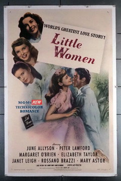 LITTLE WOMEN (1949) 16425 Movie Poster (27x41) Linen-Backed  Janet Leigh  Peter Lawford  Elizabeth Taylor  Mary Astor  June Allyson  Margaret O'Brien  Mervyn LeRoy Original U.S. One-Sheet Poster (27x41)  Linen-Backed
