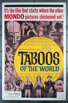 TABU, I (1963) 12036 (TABOOS OF THE WORLD) Movie Poster  (27x41) Narration by Vincent Price  Romolo Marcellini Original U.S. One-Sheet Poster (27x41) Folded  Very Good