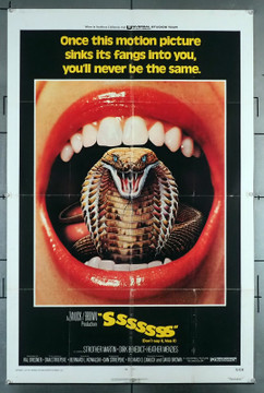 SSSSSSS (1973) 10832  Movie Poster  (27x41)  Strother Martin  Dirk Benedict  Heather Menzies  Bernard L. Kowalski Original U.S. One-Sheet Poster (27x41) Folded  Very Good Plus Condition