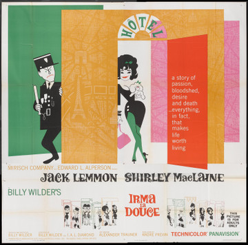 IRMA LA DOUCE (1963) 11202 Movie Poster  Six-Sheet (81x81) Jack Lemmon  Shirley MacLaine  Billy Wilder Original U.S. Six-Sheet Poster (81x81)  Very Fine Plus