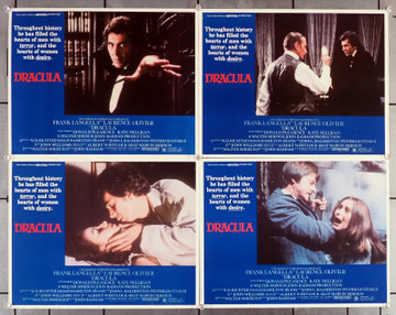 DRACULA (1979) 30696 Lobby Cards  Four-Card Set  Frank Langella  Laurence Olivier  Kate Nelligan  John Badham Original Lobby Card Set (11x14)  Four Individual Cards  Very Good Plus to Fine  Theater-Used