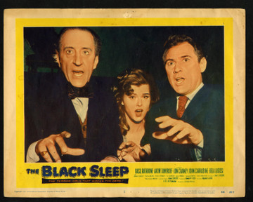 BLACK SLEEP, THE (1956) 30693  Movie Poster  Scene Lobby Card  Basil Rathbone  Patricia Blair  Herbert Rudley  Reginald LeBorg Original U.S. Scene Lobby Card (11x14) Average Used Condition