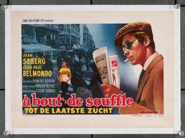 BOUT DE SOUFFLE, A (1960) 30680 Movie Poster  Belgian 10x14  Linen-Backed  Jean-Paul Belmondo Jean Seberg  Jean-Luc Godard Original Belgian Small Poster (10x14)  Linen-Backed  Very Fine