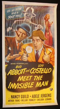 BUD ABBOTT & LOU COSTELLO MEET THE INVISIBLE MAN (1951) 30657  Movie Poster (41x81) Linen-Backed   Original U.S. Three-Sheet Poster (41x81) Linen-Backed  Fine Condition