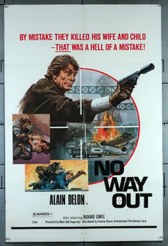 NO WAY OUT   (1973) 30798 Movie Poster  (27x41) Folded  Alain Delon  Richard Conte  Duccio Tessari Original U.S. One-Sheet Poster (27x41) Folded  Very Fine Condition