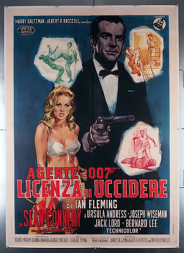 DR. NO (1962) 30927 Movie Poster  Italian 39x55  First Release  Sean Connery as James Bond  Ursula Andress  Jack Lord  Joseph Wiseman  Terence Young Original Italian 39x55 Poster  Linen Backed  Fine Condition