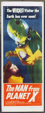 MAN FROM PLANET X, THE (1951) 21100  Movie Poster  Robert Clarke  Margaret Field  Raymond Bond  William Schallert   Edgar G. Ulmer Original United Artists Insert Poster (14x36).  Originally Folded.  Bonus Comic Book.  Fine Plus Condition.