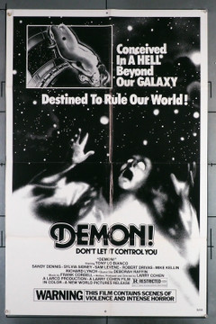 DEMON! (1976) 3769 Movie Poster  (27x41) Folded  Sandy Dennis  Tony LoBianco  Sam Levene  Sylvia Sidney  Deborah Raffin  Larry Cohen Original U.S. One-Sheet Poster (27x41) Folded  Very Good Plus To Fine Condition