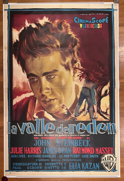 EAST OF EDEN (1955) 30931 Movie Poster  (79x55) Italian  James Dean  Julie Harris  Raymond Massey  Richard Davalos  Jo Van Fleet  Elia Kazan   Art by Luigi Martinati Original Italian Four Foglio Poster (79x55)  Linen-Backed  Fine Condition