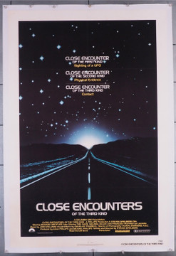 CLOSE ENCOUNTERS OF THE THIRD KING (1977) Steven Spielberg  Richard Dreyfuss  Melinda Dillon  Teri Garr  Francois Truffaut Original Columbia Pictures One-Sheet Poster (27x41).  Linen Backed  Very Fine Condition.