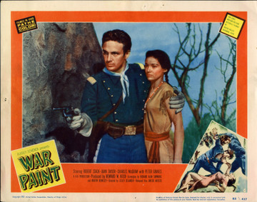 WAR PAINT (1953) 25728 Movie Poster (11x14) Robert Stack  Joan Taylor  Lesleyt Selander Original U.S. Scene Lobby Card (114x14) Very Good Plus Condition