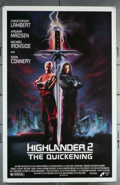 HIGHLANDER II: THE QUICKENING (1991) 4546 Movie Poster  Christopher Lambert  Sean Connery  Virginia Madsen  Russell Mulcahy  Art by Rudy Obrero Original U.S. One-Sheet Poster (27x41) Rolled  Fine Plus to Very Fine