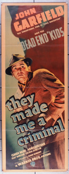 THEY MADE ME A CRIMINAL (1939) 21820 Movie Poster (14x36)  John Garfield  Claude Rains  Ann Sheridan  Busby Berkeley They Made Me A Criminal. Original Warner Brothers Insert Poster (14x36). Fine Plus.