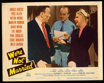 WE'RE NOT MARRIED (1952) 31145  Movie Poster  Scene Lobby Card  Fred Allen  Victor Moore  Ginger Rogers  Edmund Goulding Original U.S. Lobby Card  Fine Plus Condition (11x14)