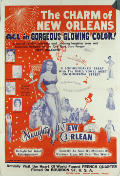 NAUGHTY NEW ORLEANS (1954) 4147 Movie Poster (27x41) Choice Exploitation Poster with NOLA Strippers Original Rebel PicturesOne Sheet Poster (27x41). Style "A." Folded. Very good condition.