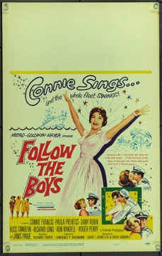 FOLLOW THE BOYS (1963) 21860 Original MGM Window Card. 14x22.  Very Fine.