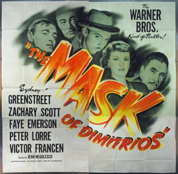 MASK OF DIMITRIOS (1944) 6538 Original Warner Brothers Six Sheet Poster (81x81).  Folded.  Very Fine.