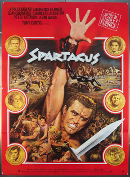 SPARTACUS (1960) 7002 Movie Poster Original French 47x63  Kirk Douglas  Stanley Kubrick  Art by Jean Mascii Universal Studios French Grande Poster   47x63  Re-release  Folded.  Very Fine