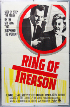 RING OF TREASON (1963) 11275  Movie Poster (27x41)  Bernard Lee  William Sylvester  Margaret Tyzack  David Kossoff  Robert Tronson Original U.S. One-Sheet Poster (27x41) Folded  Theater-Used  Good Condition