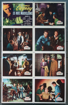 13 RUE MADELEINE (1946) 6513    20th Century Fox Lobby Card Set   8 11x14 cards   Very Fine Plus