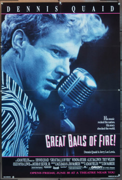 GREAT BALLS OF FIRE! (1989) 21708 Original Orion Pictures One Sheet Poster (27x41).  Folded.  Very Fine Condition.