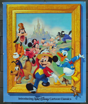 WALT DISNEY CARTOON CLASSICS' (VIDEO) (1983) 1784  Very Early Home Video Promotion Poster  Donald Mickey Minnie Chip 'n' Dale  Goofy Disney Home Video 33x40  Promotional Poster (1983) Unfolded.  Fine Plus Condition  Never Folded