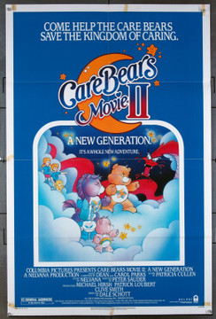 CARE BEARS MOVIE II: A NEW GENERATION   (1986) 26151 Original Columbia Pictures One Sheet Poster (27x41).  Folded.  Very Good Condition.