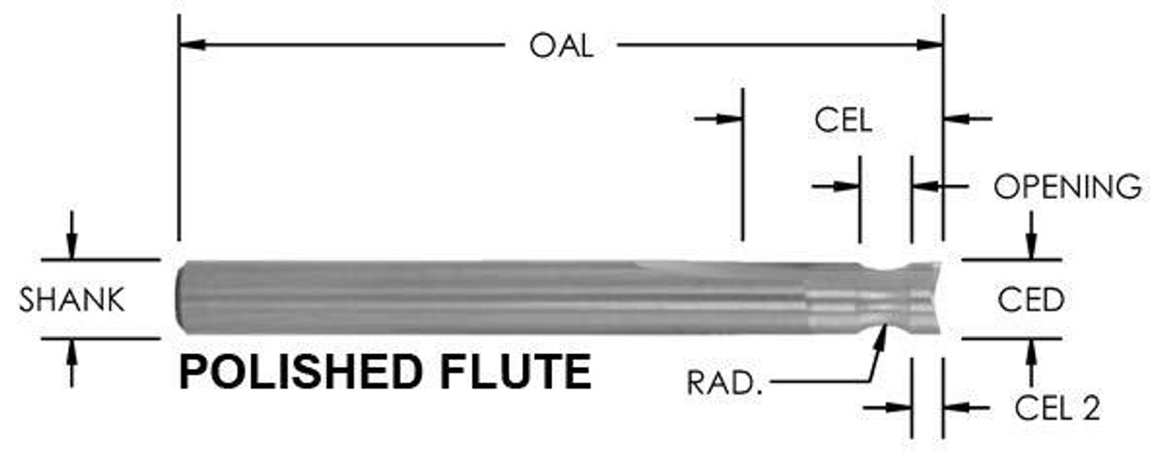 O Flute Rounding Edge Straight Flute 2 Flute