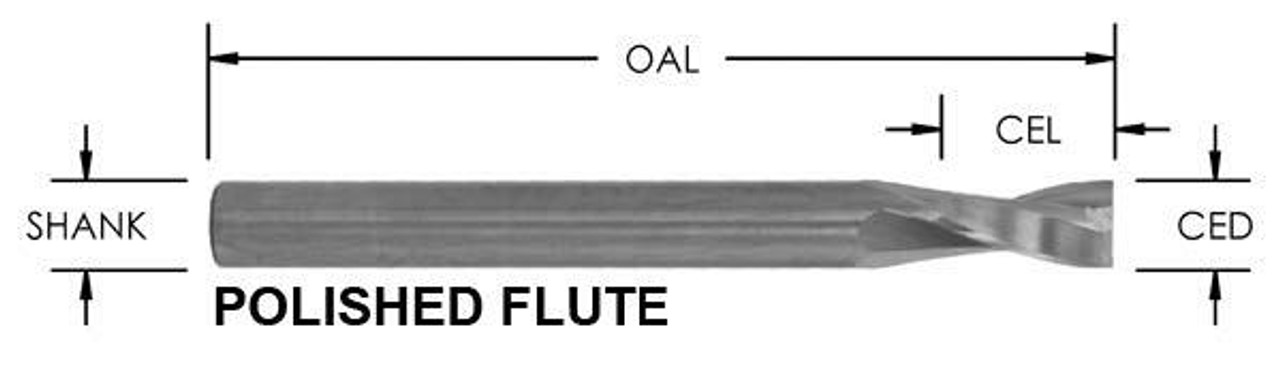 O Flute High Helix Upcut Spiral 2 Flute 