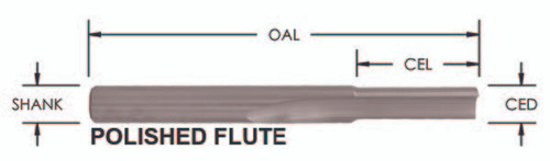 5/32 X 1/2 O Flute Straight Bit Polished 1 Flute