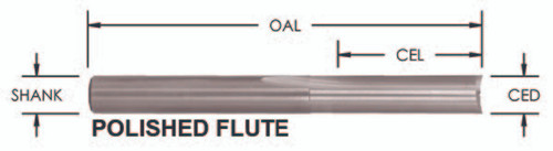 5/32 X 1/2 O Flute Straight Bit 2 Flute Polished