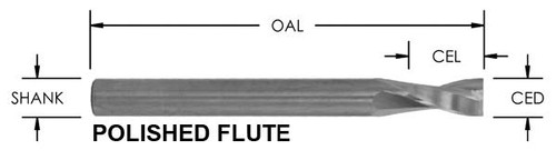 3/8 x 1-1/2 O Flute High Helix Upcut Spiral 2 Flute