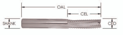 1/2 x 1-1/4 3 Flute Downcut Slow Spiral Rougher