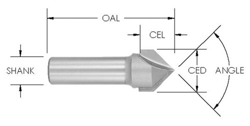 3/8˝ x 1/2˝ 90° Carbide Tipped V-Groove Router Bit 3/16 Cutting Height