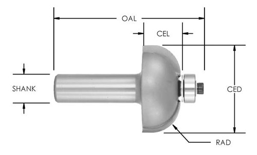 3/4˝ x 1/4˝ Carbide Tipped Cove Router Bit 1/8 Radius