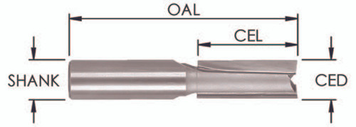 1/4˝ x 3/4˝ 2 Flute Straight  Carbide Tipped Router Bit