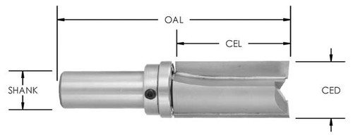 1-1/8˝ x 2˝ Template Straight  Carbide Tipped Router Bit