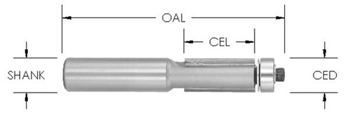 1/2˝ x 1/2˝ 2 Flute Carbide Tipped Flush Trim Router Bit