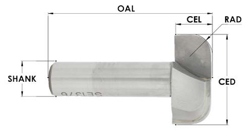 3/4˝ x 5/8˝ Bowl and Tray Carbide Tipped Router Bit 1/4 Radius