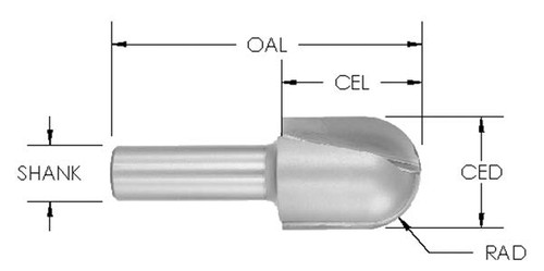 3/4" x 5/8˝ Core Box Carbide Tipped Router Bits 3/8 Radius