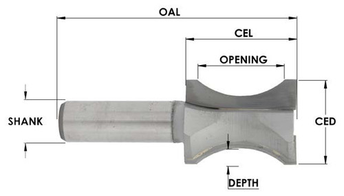 1-1/4 Opening Oval Edge Carbide Tipped Router Bit