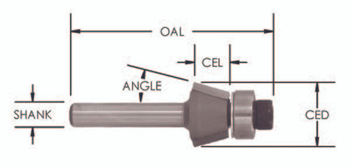 3/8˝ Bevel and Laminate Trim Router Bits 7°