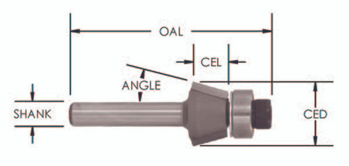 1/2˝ Bevel and Laminate Trim Router Bits 25°